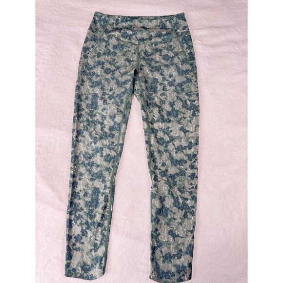 Women / Teen Zella Green Print Leggings size Medium - Picture 2 of 11